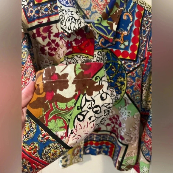 Vintage 90s rainbow colored funky print cotton jacket modern size Large - Picture 6 of 10